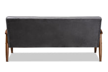 Load image into Gallery viewer, Baxton Studio Sorrento Mid-century Modern Grey Velvet Fabric Upholstered Walnut Finished Wooden 3-seater Sofa