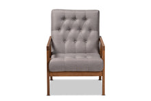 Load image into Gallery viewer, Baxton Studio Naeva Mid-Century Modern Grey Fabric Upholstered Walnut Finished Wood Armchair