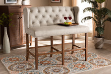 Load image into Gallery viewer, Baxton Studio Alira Modern and Contemporary Beige Fabric Upholstered Walnut Finished Wood Button Tufted Bar Stool Bench