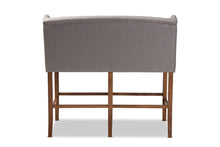 Load image into Gallery viewer, Baxton Studio Alira Modern and Contemporary Grey Fabric Upholstered Walnut Finished Wood Button Tufted Bar Stool Bench