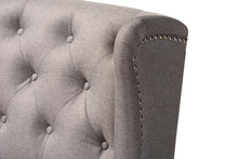 Load image into Gallery viewer, Baxton Studio Alira Modern and Contemporary Grey Fabric Upholstered Walnut Finished Wood Button Tufted Bar Stool Bench