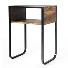 Load image into Gallery viewer, Industrial Coffee Nightstand Side Table with Metal Rustic Frame