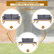 Load image into Gallery viewer, Patio Convertible Solid Wood Sofa with Cushion
