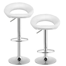 Load image into Gallery viewer, Set of 2 Bar Stools Adjustable PU Leather Swivel Chairs-White