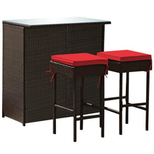 Load image into Gallery viewer, 3PCS Patio Rattan Wicker Bar Table Stools Dining Set-Red