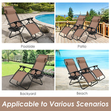 Load image into Gallery viewer, Outdoor Folding Zero Gravity Reclining Lounge Chair with Utility Tray-Brown