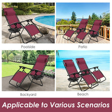 Load image into Gallery viewer, Outdoor Folding Zero Gravity Reclining Lounge Chair-Dark Red