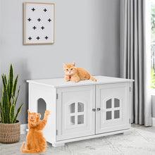 Load image into Gallery viewer, Large Wooden Cat Litter Box Enclosure Hidden Cat Washroom with Divider