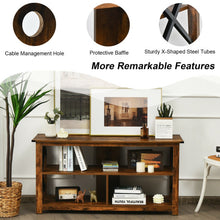Load image into Gallery viewer, Modern Farmhouse TV Stand Entertainment Center for TV's up to 55-Inch with Open Shelves-Brown