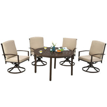 Load image into Gallery viewer, 5 Piece Patio Rattan Dining Set Including Swivel Cushioned Chairs and Round Table-Beige