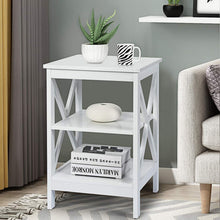 Load image into Gallery viewer, 3-Tier X-Design Nightstands with Storage Shelves for Living Room Bedroom-White