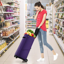 Load image into Gallery viewer, Folding Shopping Cart with 38 L Removable Waterproof Bag-Purple