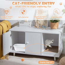 Load image into Gallery viewer, Cat Litter Box Enclosure with Divider and Double Doors-White