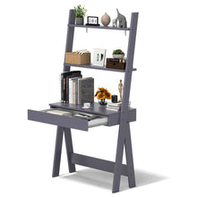 Load image into Gallery viewer, Ladder Shelf Desk Bookcase with Countertop Drawer and 2 Shelves-Gray