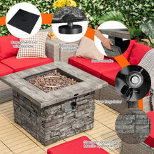 Load image into Gallery viewer, 34.5 Inch Square Propane Gas Fire Pit Table with Lava Rock and PVC Cover-Gray