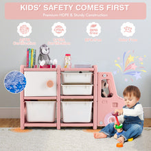 Load image into Gallery viewer, Toddler Truck Storage Organizer with Plastic Bins-Pink