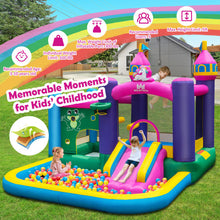 Load image into Gallery viewer, 6-in-1 Kids Inflatable Unicorn-themed Bounce House with 735W Blower