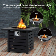 Load image into Gallery viewer, Square Propane Fire Pit Table with Lava Rocks and Rain Cover