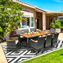 Load image into Gallery viewer, 9 Pieces Rattan Patio Dining Set with Acacia Wood Table and Cushioned Chair