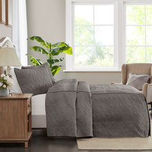 Load image into Gallery viewer, Madison Park Quebec 100% Polyester Fitted Bedspread - King - Dark Grey MP13-6475 By Olliix