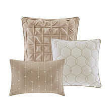 Load image into Gallery viewer, Madison Park Walter 100% Polyester Seersucker Printed Pieced 7Pcs Comforter Set - Queen - Taupe MP10-7085 By Olliix