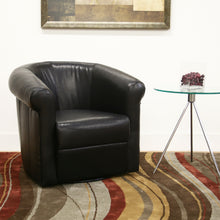 Load image into Gallery viewer, Baxton Studio Julian Black Brown Faux Leather Club Chair with 360 Degree Swivel