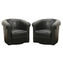 Load image into Gallery viewer, Baxton Studio Julian Black Brown Faux Leather Club Chair with 360 Degree Swivel