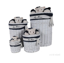 Load image into Gallery viewer, Anne Home - Set of 4 Oval Willow Baskets With Bear Design