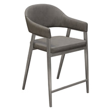 Load image into Gallery viewer, Adele Set of Two Counter Height Chairs in Grey Leatherette w/ Brushed Stainless Steel Leg by Diamond Sofa