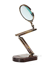 Load image into Gallery viewer, Brass Big Magnifier Glass W/ Wooden Base