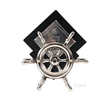 Load image into Gallery viewer, Alum/ Wood Coaster S/6 On Ship Wheel