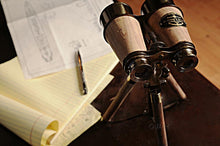 Load image into Gallery viewer, Wood/Brass Binocular On Stand