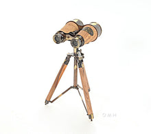 Load image into Gallery viewer, Wood/Brass Binocular On Stand
