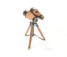 Load image into Gallery viewer, Wood/Brass Binocular On Stand