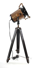 Load image into Gallery viewer, Alum/Steel Spot Light Wood Stand Textured Glass