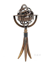 Load image into Gallery viewer, Brass Armillary On Horn Stand