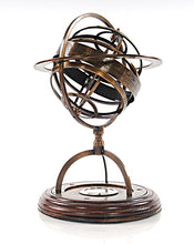 Load image into Gallery viewer, Brass Armillary With Compass On Wood Base