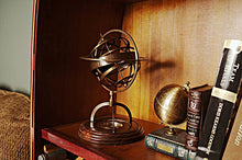 Load image into Gallery viewer, Brass Armillary With Compass On Wood Base