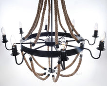 Load image into Gallery viewer, Large Rope Pendant Lamp - 8 Bulbs