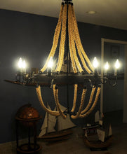 Load image into Gallery viewer, Large Rope Pendant Lamp - 8 Bulbs