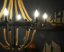 Load image into Gallery viewer, Large Rope Pendant Lamp - 8 Bulbs