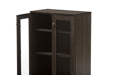 Load image into Gallery viewer, Baxton Studio Mason Modern and Contemporary Dark Brown Multipurpose Storage Cabinet Sideboard with Two Class Doors