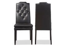 Load image into Gallery viewer, Baxton Studio Dylin Modern and Contemporary Black Faux Leather Button-Tufted Nail heads Trim Dining Chair (Set of 2)