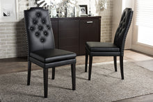 Load image into Gallery viewer, Baxton Studio Dylin Modern and Contemporary Black Faux Leather Button-Tufted Nail heads Trim Dining Chair (Set of 2)