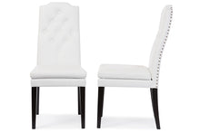 Load image into Gallery viewer, Baxton Studio Dylin Modern and Contemporary White Faux Leather Button-Tufted Nail heads Trim Dining Chair (Set of 2)