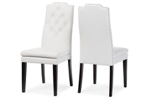 Load image into Gallery viewer, Baxton Studio Dylin Modern and Contemporary White Faux Leather Button-Tufted Nail heads Trim Dining Chair (Set of 2)