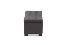 Load image into Gallery viewer, Baxton Studio Roanoke Modern and Contemporary Dark Grey Fabric Upholstered Grid-Tufting Storage Ottoman Bench