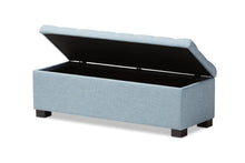 Load image into Gallery viewer, Baxton Studio Roanoke Modern and Contemporary Light Blue Fabric Upholstered Grid-Tufting Storage Ottoman Bench