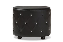 Load image into Gallery viewer, Baxton Studio Davina Hollywood Glamour Style Oval 2-drawer Black Faux Leather Upholstered Nightstand