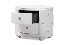Load image into Gallery viewer, Baxton Studio Davina Hollywood Glamour Style Oval 2-drawer White Faux Leather Upholstered Nightstand